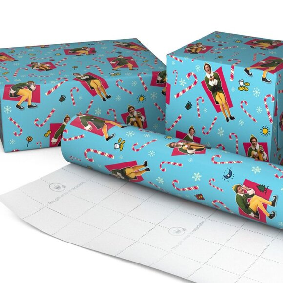 Hallmark Wrapping Paper Christmas Buddy the Elf Poses Blue 25 sq ft Holiday Gift - Picture 3 of 5